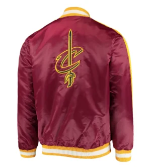Alternative view of Cleveland Cavaliers Starter The Offensive Full-Snap Maroon Satin Varsity Jacket