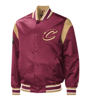 Cleveland Cavaliers Starter Wine Force Play Full-Snap Maroon Satin Varsity Jacket