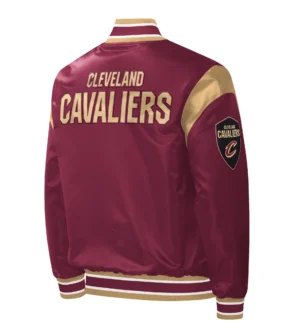 Alternative view of Cleveland Cavaliers Starter Wine Force Play Full-Snap Maroon Satin Varsity Jacket