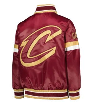 Alternative view of Cleveland Cavaliers Starter Youth Home Game Full-Snap Satin Maroon Varsity Jacket