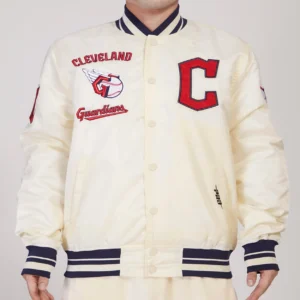 Cleveland Guardians Retro Classic Baseball Team Players Satin Varsity Jacket