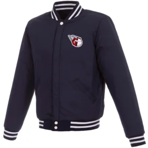 Alternative view of Cleveland Guardians Poly Twill Satin Varsity Navy Jacket