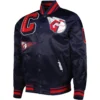 Cleveland Guardians Sublimated Pro Standard Full-Snap Satin Varsity Navy Jacket
