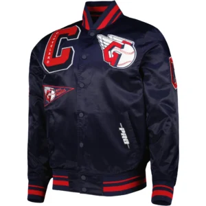 Cleveland Guardians Sublimated Pro Standard Full-Snap Satin Varsity Navy Jacket