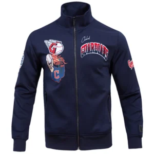 Cleveland Guardians Neutral Pro Standard Full-Zip Navy Varsity Jacket