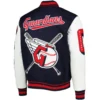 Cleveland Guardians Mashup Wool & Leather Varsity Jacket Navy & White - Image 2