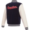Cleveland Guardians Two Tone Wool & Leather Varsity Jacket - Image 3