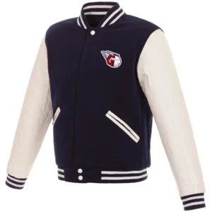 Cleveland Guardians Two Tone Wool & Leather Varsity Jacket