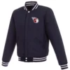 Cleveland Guardians Two Tone Wool & Leather Varsity Jacket - Image 2