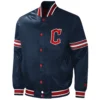Cleveland Guardians Starter Navy Midfield Full-Snap Satin Varsity Jacket
