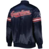 Cleveland Guardians Starter Navy Pick and Roll Full-Snap Satin Varsity Jacket - Image 2