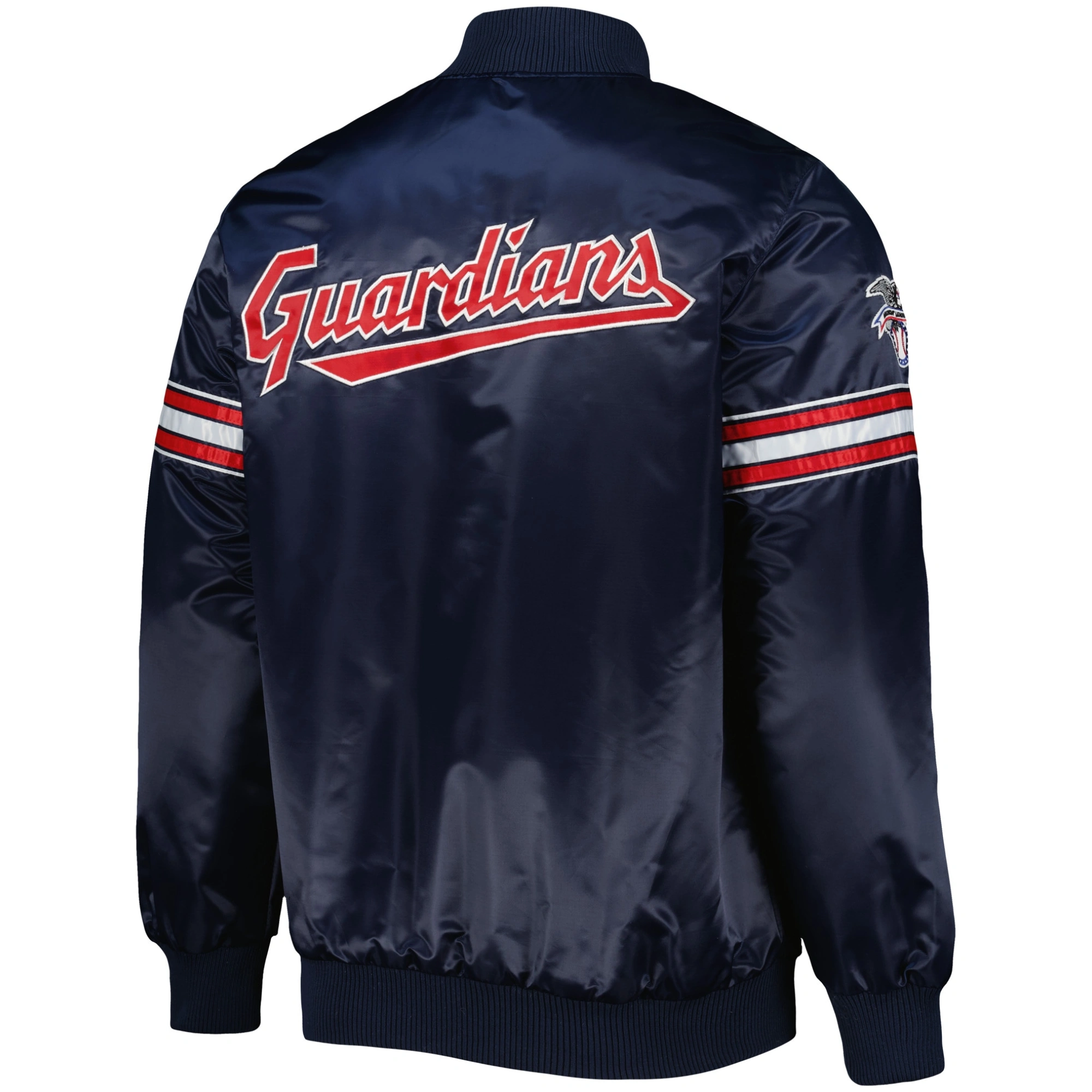 Cleveland Guardians Starter Navy Pick and Roll Full-Snap Satin Varsity Jacket - Image 2