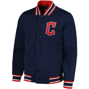 Cleveland Guardians One Color Navy Secret Full-Snap Polyester Varsity Jacket