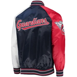 Alternative view of Cleveland Guardians Starter Reliever Full-Snap Satin Varsity Jacket