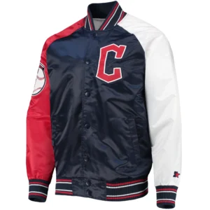 Cleveland Guardians Starter Reliever Full-Snap Satin Varsity Jacket