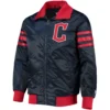 Cleveland Guardians Starter The Captain II Full-Zip Satin Varsity Navy Jacket