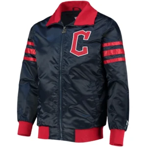Cleveland Guardians Starter The Captain II Full-Zip Satin Varsity Navy Jacket