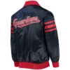 Cleveland Guardians Starter The Captain II Full-Zip Satin Varsity Navy Jacket - Image 2