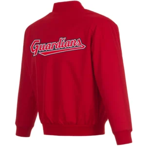 Alternative view of Cleveland Guardians Satin Red Varsity Jacket