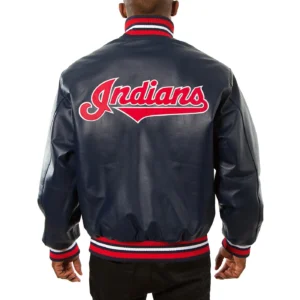 Alternative view of Cleveland Indians  Full Leather Black Varsity Jacket