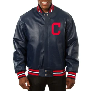 Cleveland Indians Full Leather Black Varsity Jacket