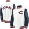 Cleveland Indians Starter The Legend Rib Knitted Satin Varsity Jacket - Image 3