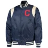 Cleveland Indians Prime Time Starter Vintage Full-Snap Satin Varsity Navy Jacket