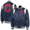 Cleveland Indians Prime Time Starter Vintage Full-Snap Satin Varsity Navy Jacket - Image 3
