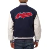 Cleveland Indians Two Tone Wool & Leather Varsity Jacket - Image 2