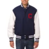 Cleveland Indians Two Tone Wool & Leather Varsity Jacket