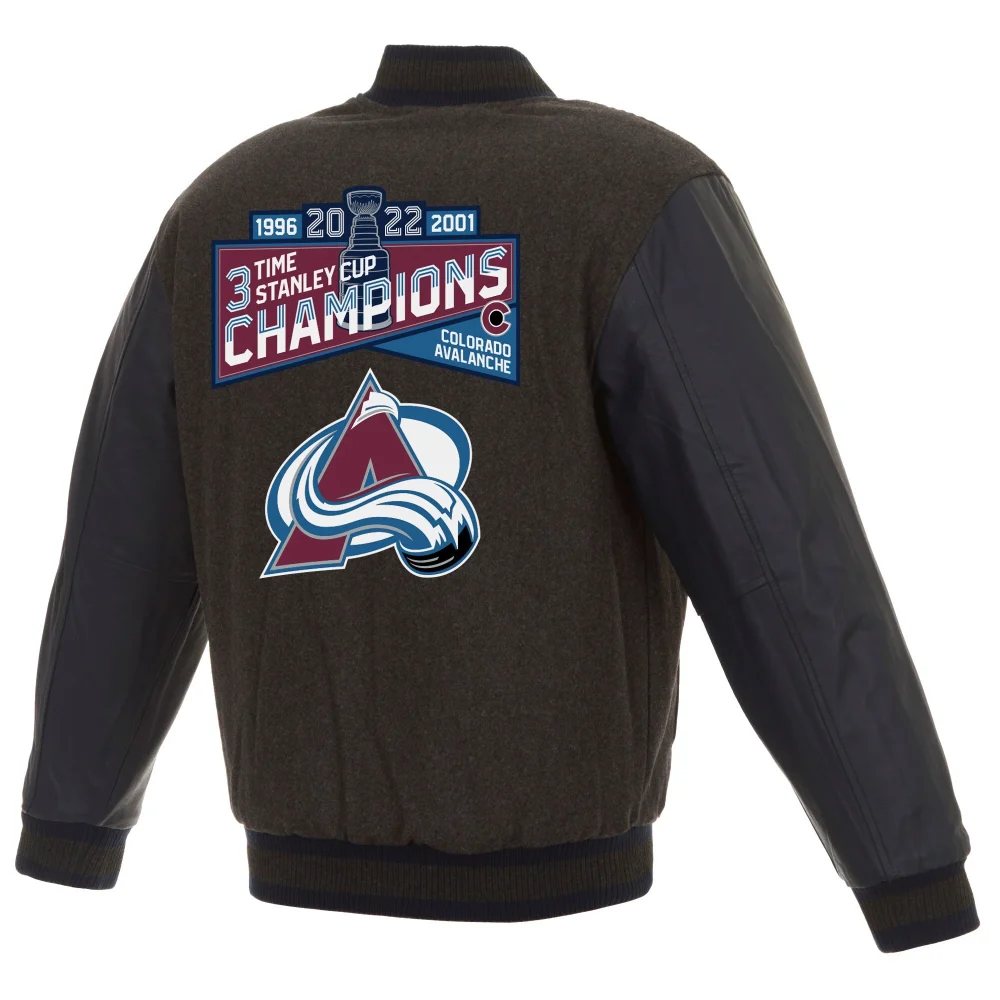 Alternative view of Colorado Avalanche Stanley Cup Champions Wool & Leather Jacket
