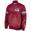 Colorado Avalanche Pick & Roll Burgundy Satin Varsity Jacket