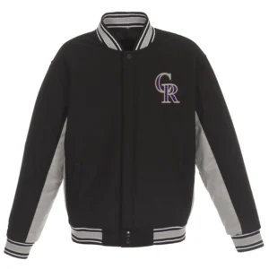 Colorado Rockies JH Design Wool Poly-Twill Accent Black Varsity Jacket
