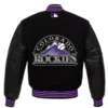 Colorado Rockies Letterman Black Wool & Faux Leather Varsity Jacket - Image 2