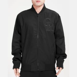 Colorado Rockies Retro Classic Full-Zip Black Satin Varsity Jacket