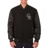Colorado Rockies Black Wool & Leather Reversible Varsity Jacket