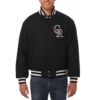 Colorado Rockies Rib Knitted Black Full Wool One Color Varsity Jacket