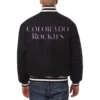 Colorado Rockies Rib Knitted Black Full Wool One Color Varsity Jacket - Image 2