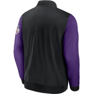 Alternative view of Colorado Rockies Rib Knitted Full-Zip Lightweight Bomber Varsity Jacket Black & Purple