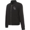 Colorado Rockies Ribbed Knitted Full-Zip Black Full Wool One Color Varsity Jacket