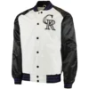 Colorado Rockies Clean Up Hitter Full-Snap Satin Varsity Jacket White & Black