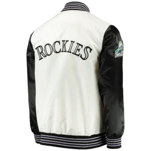 Alternative view of Colorado Rockies The Legend Full-Snap Satin Varsity Jacket White & Black