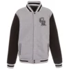 Colorado Rockies Two-Tone Reversible Fleece Varsity Jacket Gray & Black