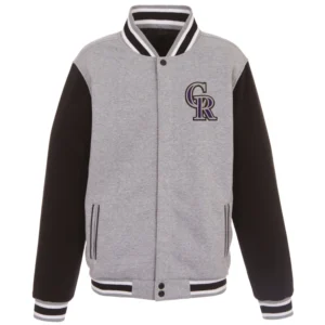 Colorado Rockies Two-Tone Reversible Fleece Varsity Jacket Gray & Black