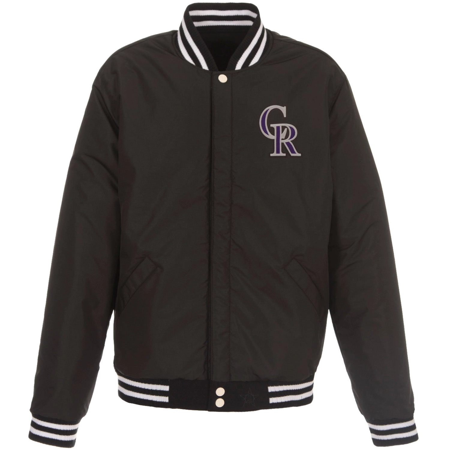 Colorado Rockies Two Tone Wool & Leather Varsity Jacket - Image 2