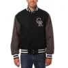 Colorado Rockies Full Wool Two Tone Varsity Jacket Black & Gray