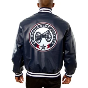 Alternative view of Columbus Blue Full Leather Varsity Jacket