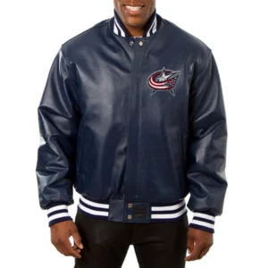 Columbus Blue Full Leather Varsity Jacket