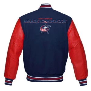 Alternative view of Columbus Blue Jackets Letterman Wool & Leather Varsity Jacket