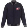 Columbus Blue Jackets Poly-Twill Accent Wool Varsity Jacket Navy & Charcoal - Image 2